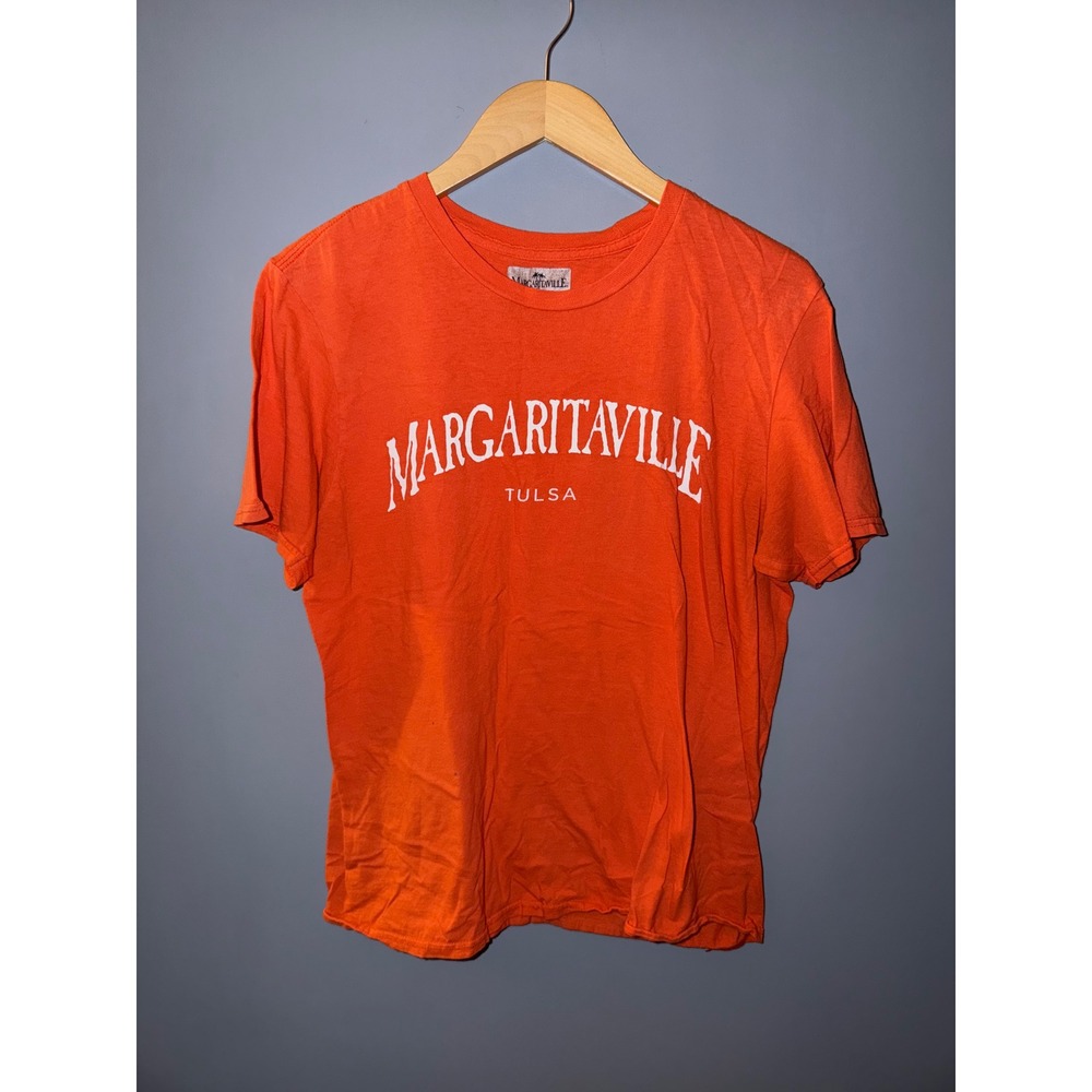 Margaritaville‎ Tulsa Graphic T Shirt Orange Short Sleeve Crew Neck Mens Size M
